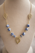 Blue & white ceramic necklace